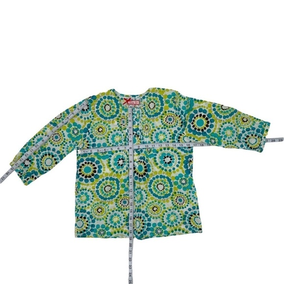 Melange Girl Green Blue Floral Print 3/4 Sleeve Blouse Size 16 Big Girl’s - Picture 4 of 6
